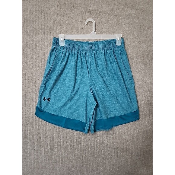 Under Armour Training Shorts Mens L Teal Heather Athletic Stretch NEW